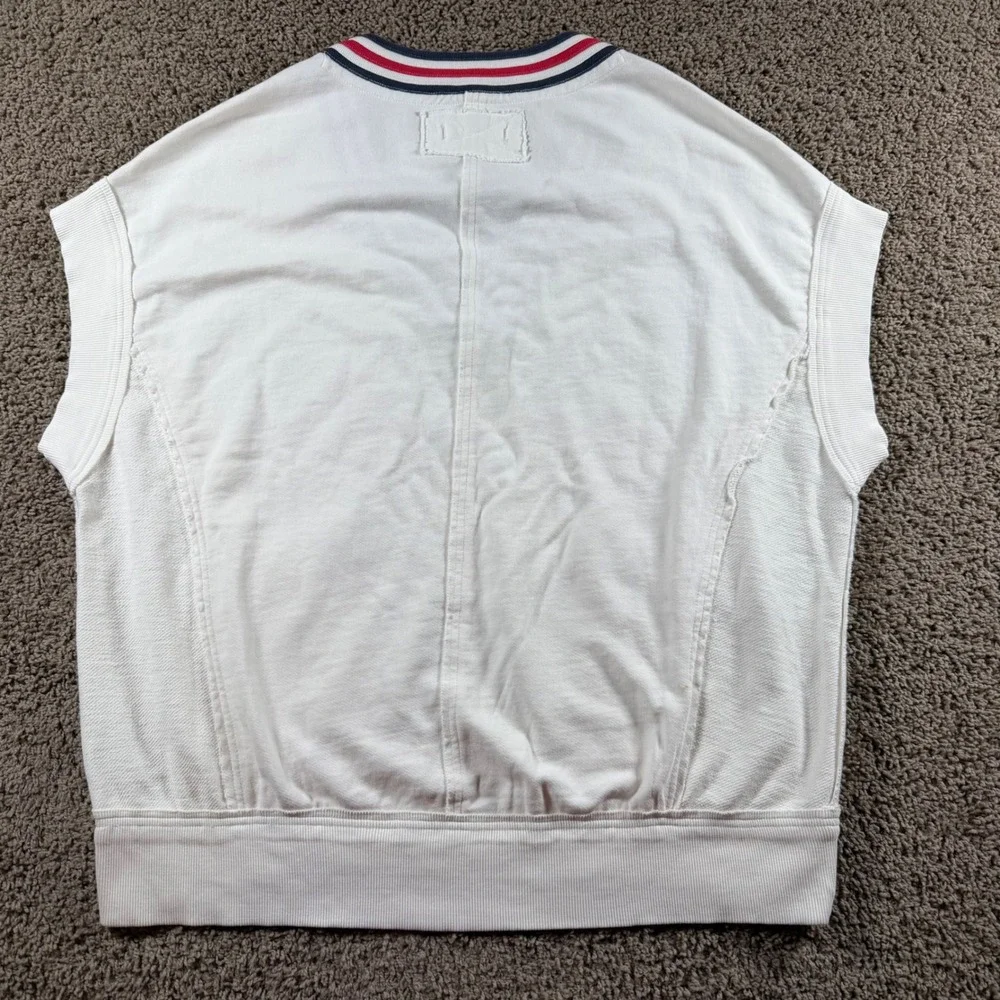Free People Varsity Sweatshirt‎ Vest Striped V-Neck womens Small  Ivy oversized